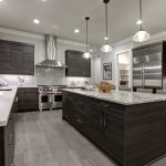 Modern,Gray,Kitchen,Features,Dark,Gray,Flat,Front,Cabinets,Paired